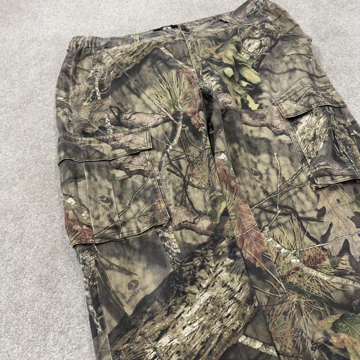 Baggy camo cargo pants Mossy Oak XL green Loose floaty tree camouflage combat trousers