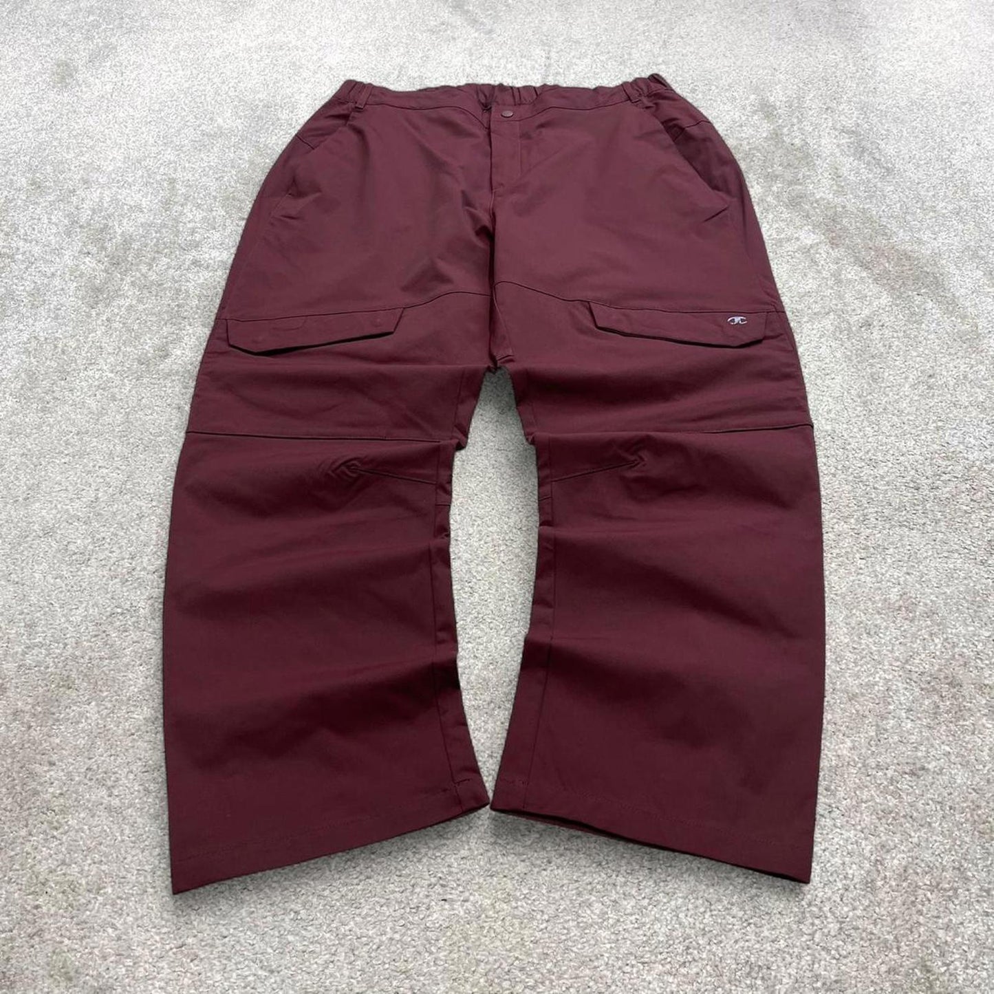 Burgundy Champion trackies XL loose y2k technical style joggers print logo track pants