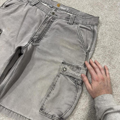 Carhartt cargo shorts loose canvas grey Canvasy relaxed fit skate style shorts
