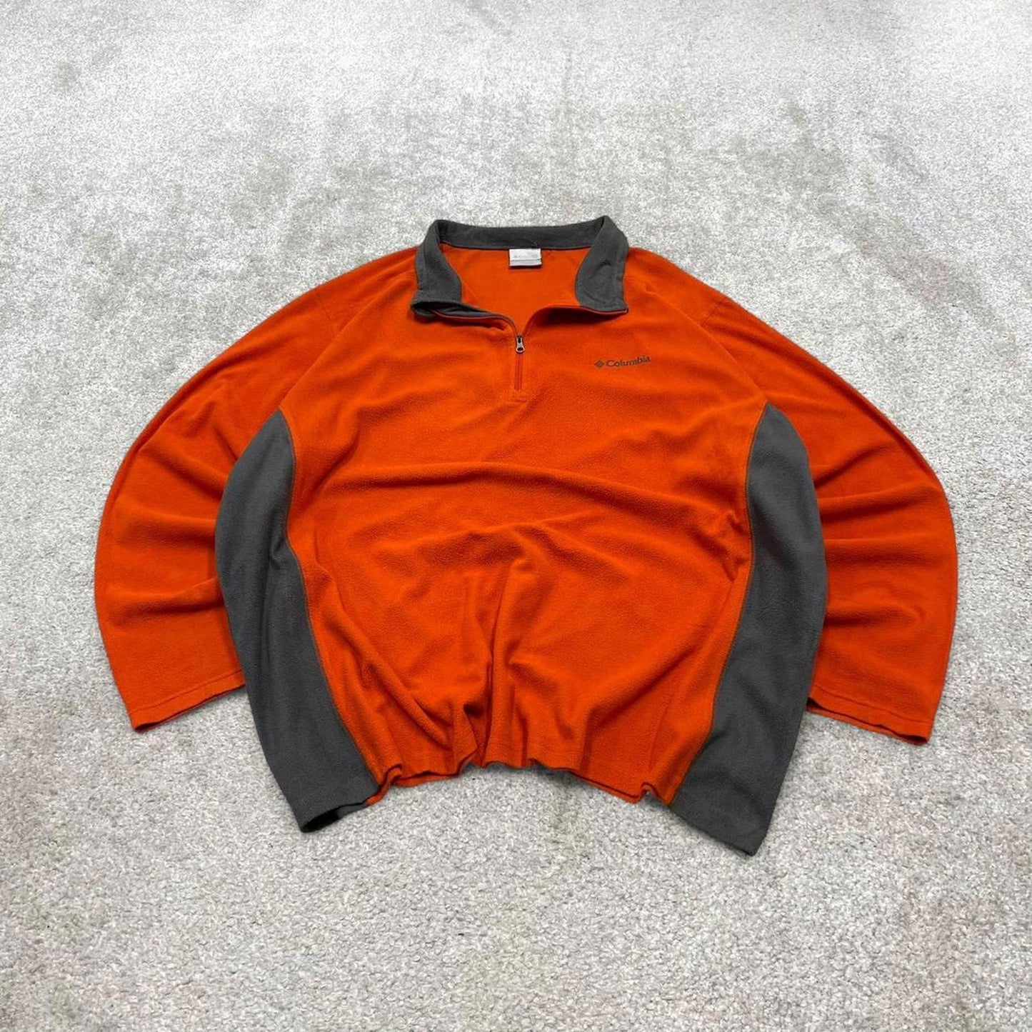 00s Columbia technical fleece XXL men's orange 1/4 zip up y2k autumn adjustable waist