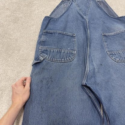Vintage baggy dungarees 00s denim Key overalls blue 40x28
