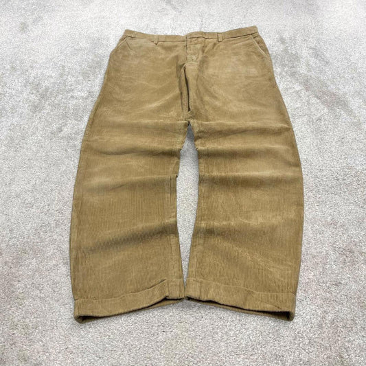 Tan Lands End wide wale corduroy trousers W36L31 baggy jumbo cord pants 90s skate