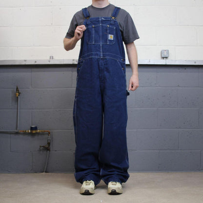 Carhartt dungarees baggy denim overalls blue Bib & brace utility workwear farmer