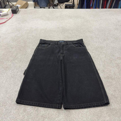 Baggy extra long denim shorts y2k cargo black FOBU wide leg skater style brand surf jorts