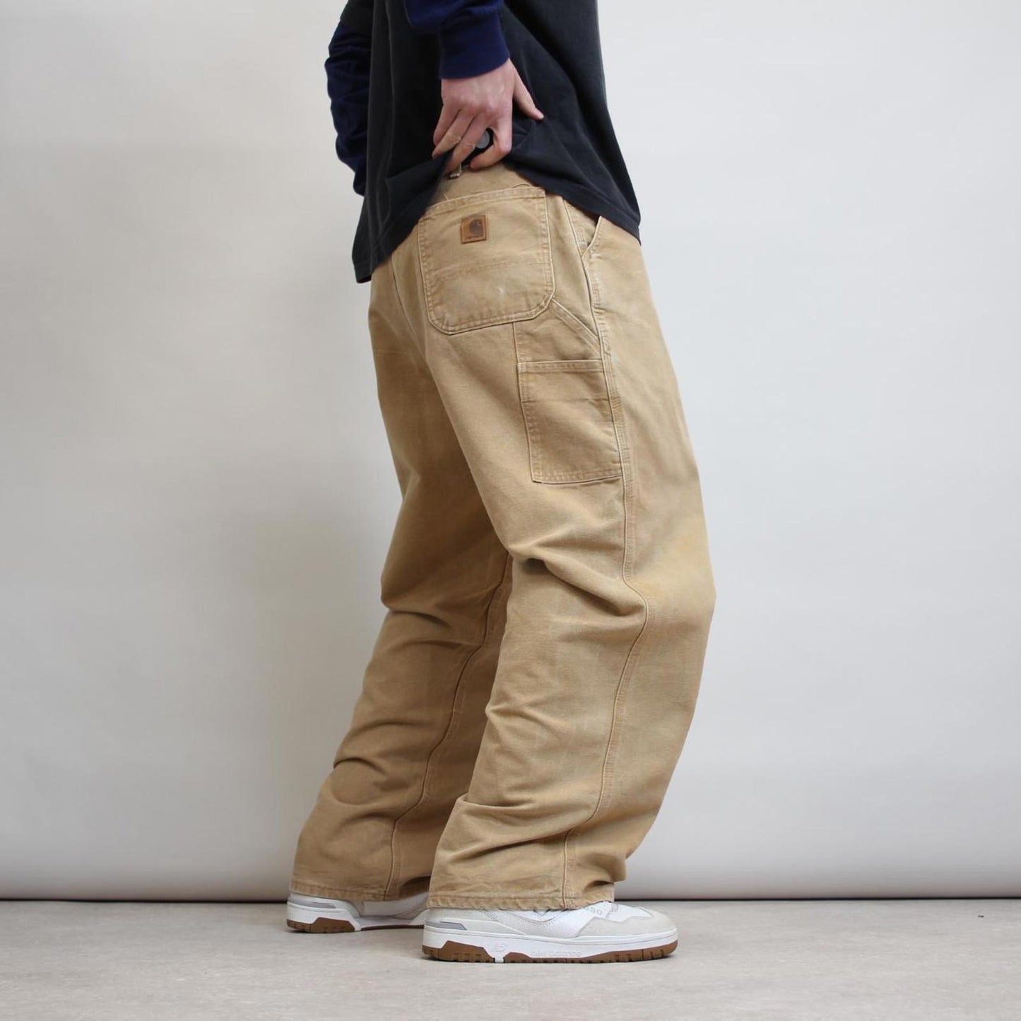 Baggy Carhartt carpenter jeans W40L30 wide leg thick canvas sand brown cargos