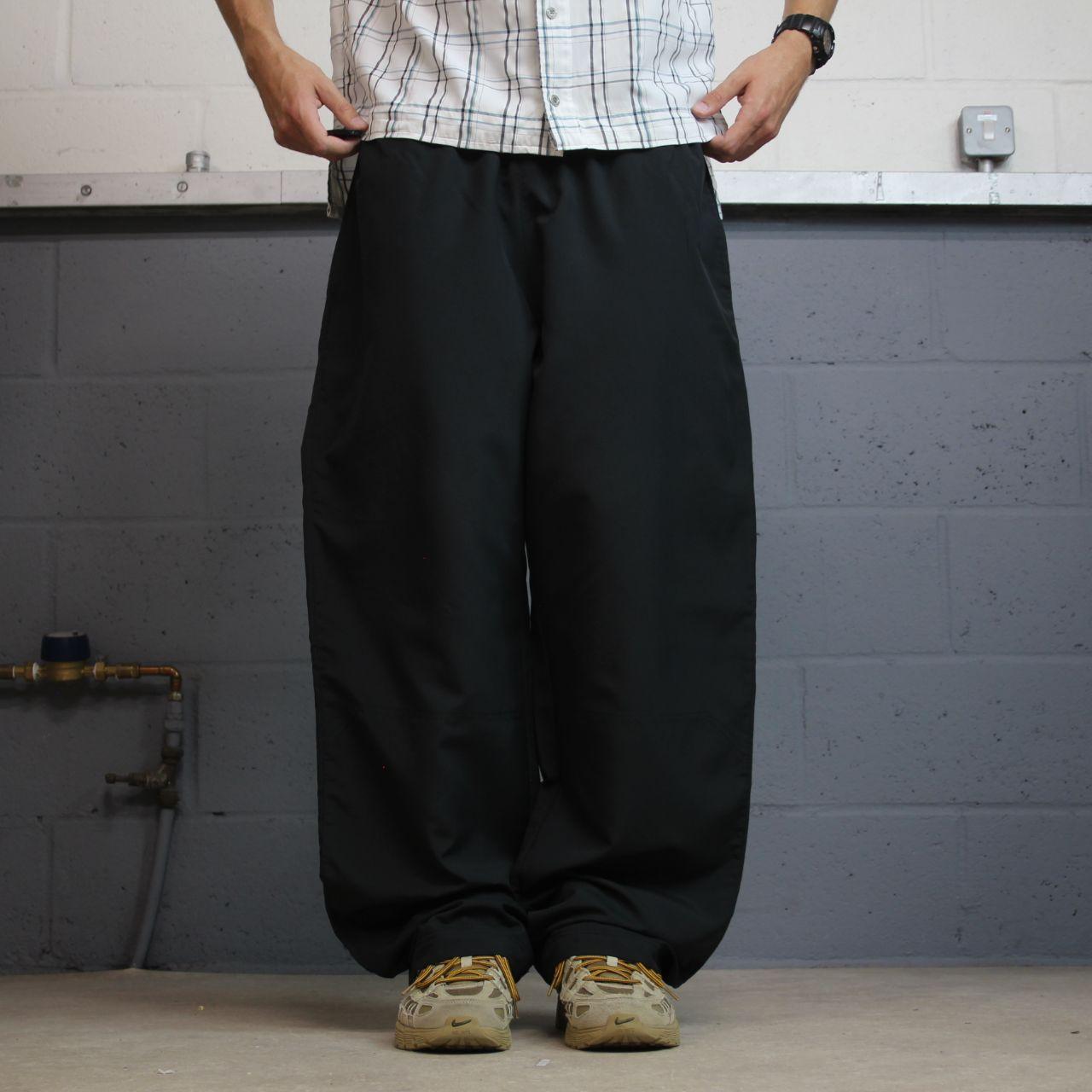 Nike Team baggy tracksuit bottoms y2k black XXL Embroidered Swoosh logo drawstring elasticat waist