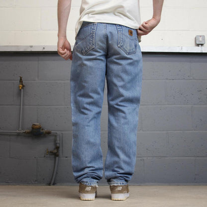 Blue vintage Carhartt jeans W32L34 90s skater style thick denim 5 pocket pants