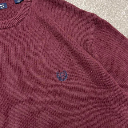 CHAPS knit sweater jumper XXL men's burgundy knitted pull over y2k 00s style
