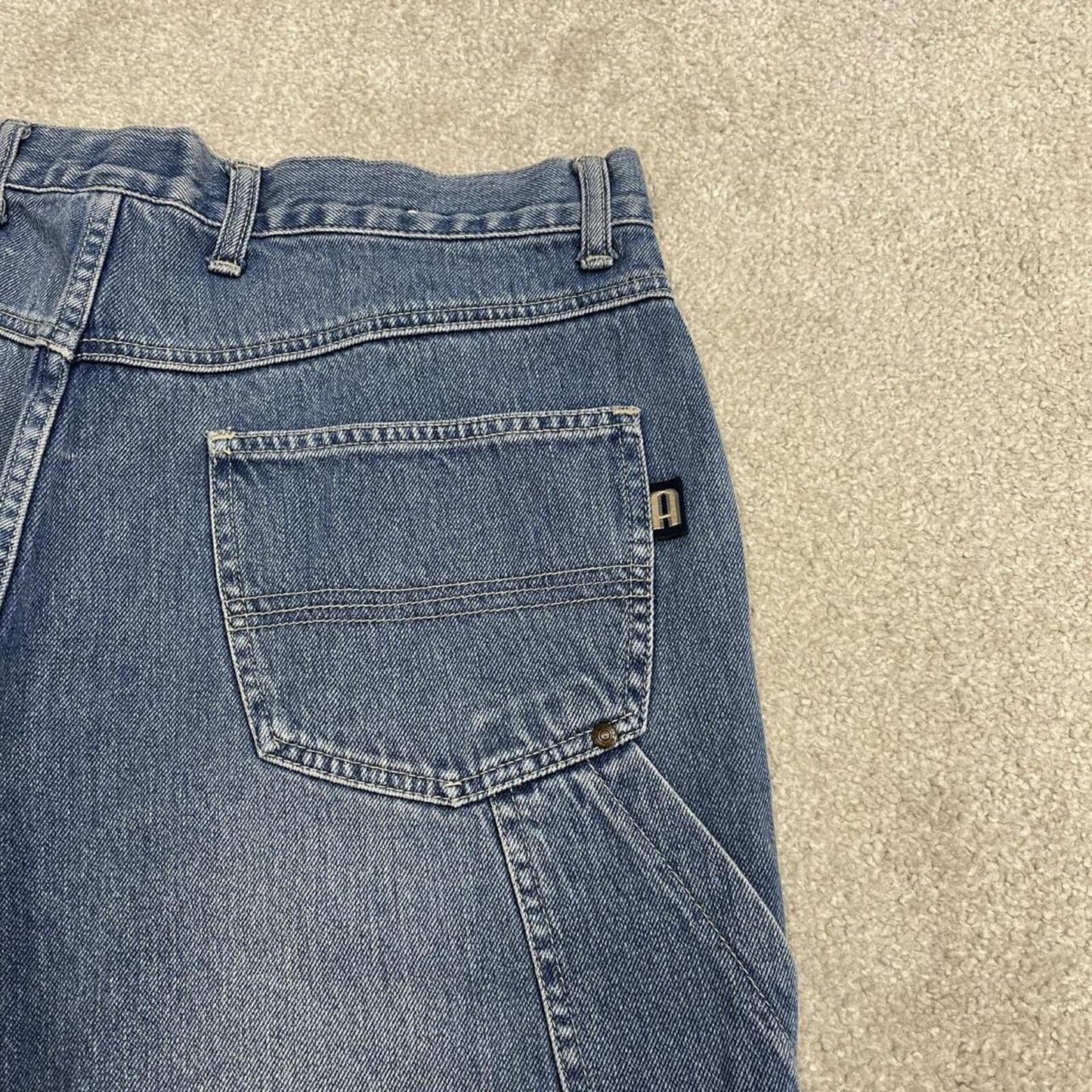 Baggy denim carpenter shorts cargo blue Aeropostale skater style surf jorts