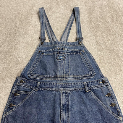 Y2K PACO baggy dungarees thick denim overalls blue Patch logos and adjustable straps