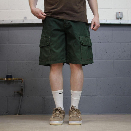 Y2K cargo shorts loose green Loose leg cargo shorts summer festival