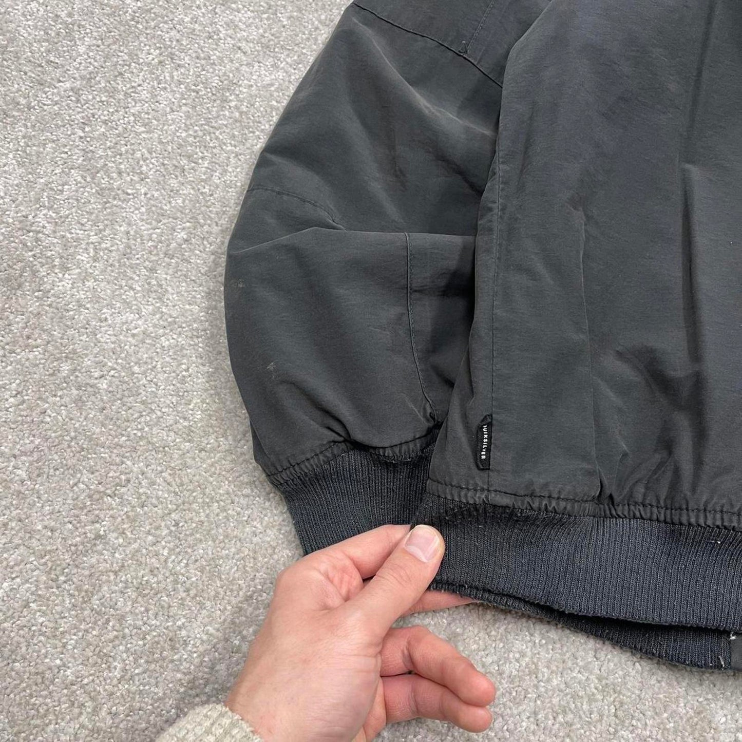 Y2K Quiksilver technical bomber jacket grey Fleece lined windbreaker bomber coat