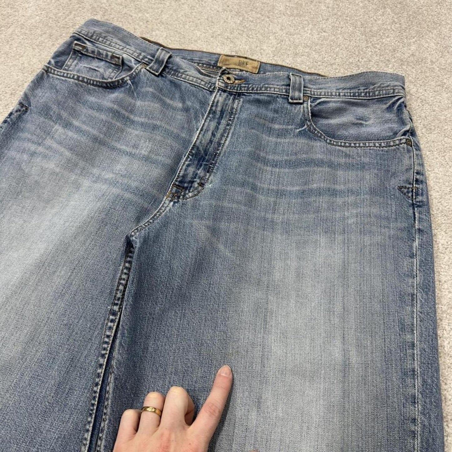 Long denim shorts y2k skater loose blue BKE skater style brand surf jorts