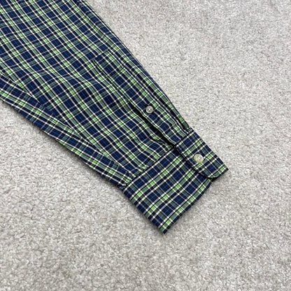 Green navy checkered Chaps technical shirt L men's long sleeve button up autumn y2k style