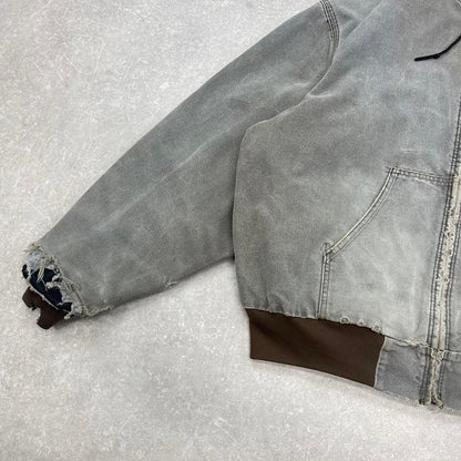 Vintage brown Carhartt hooded active jacket 2XL (fits XL) 90s style thick bomber