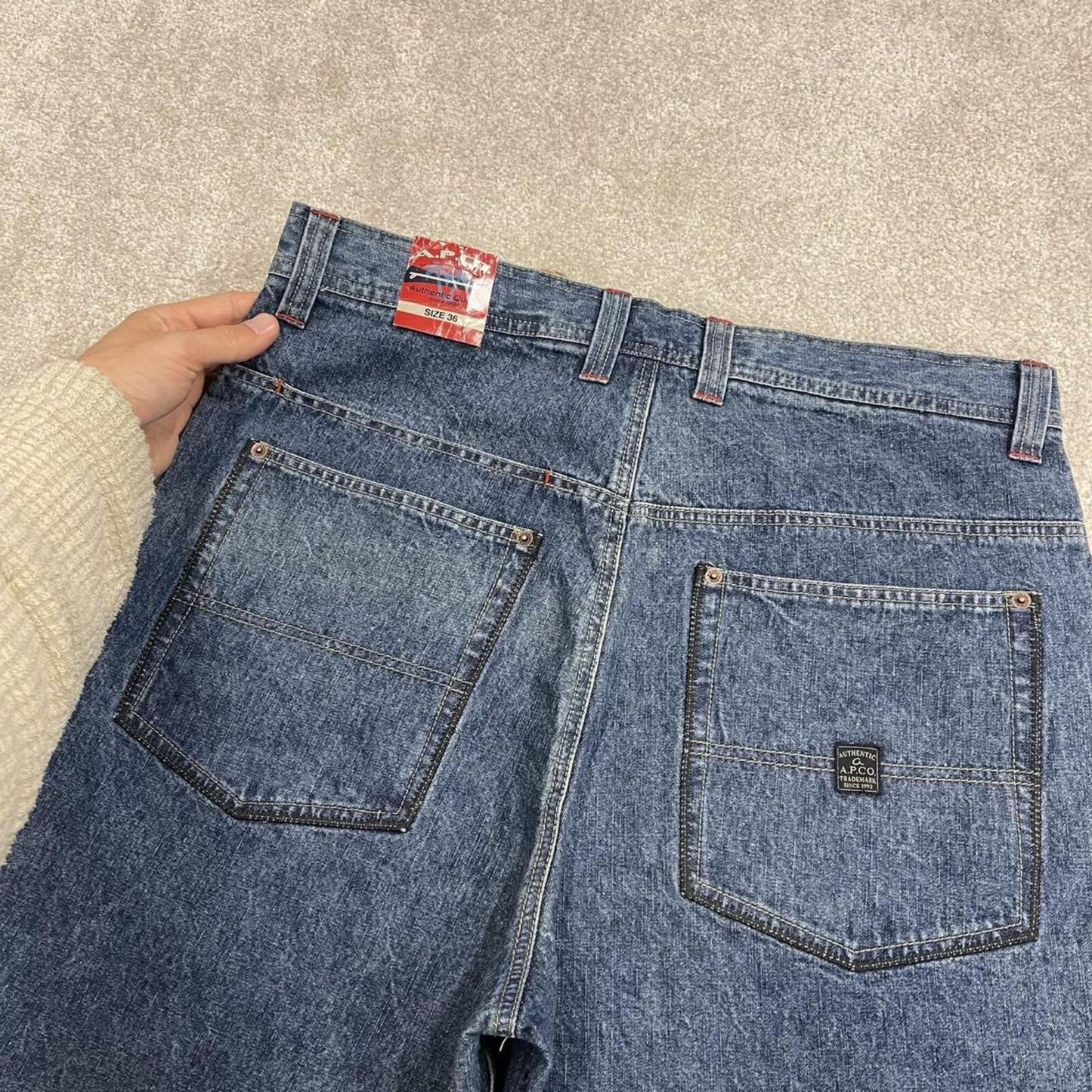 Baggy denim shorts y2k cargo blue A.P.CO. skater style brand surf jorts