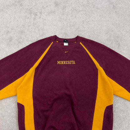 Burgundy Nike Team technical pullover fleece L women's embroidered swoosh logo Minnesota autumn y2k