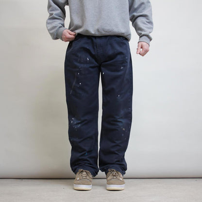 Navy Dickies pants W36L34 painted chino style trousers