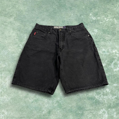 Bugle Boy black denim shorts y2k Loose fit summer festival jean shorts