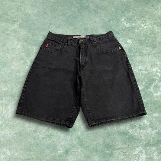 Bugle Boy black denim shorts y2k Loose fit summer festival jean shorts