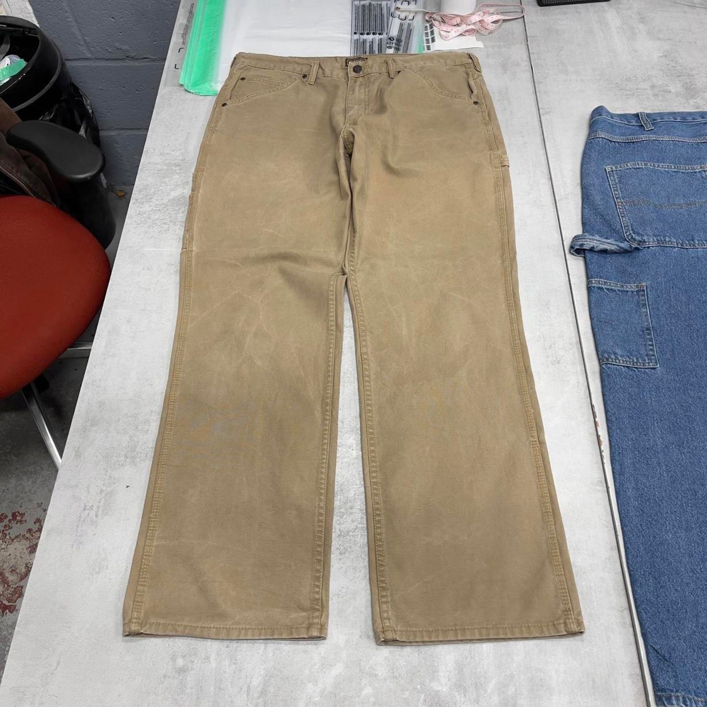 Schmidt carpenter jeans W38L34 khaki canvas loose skater cargos