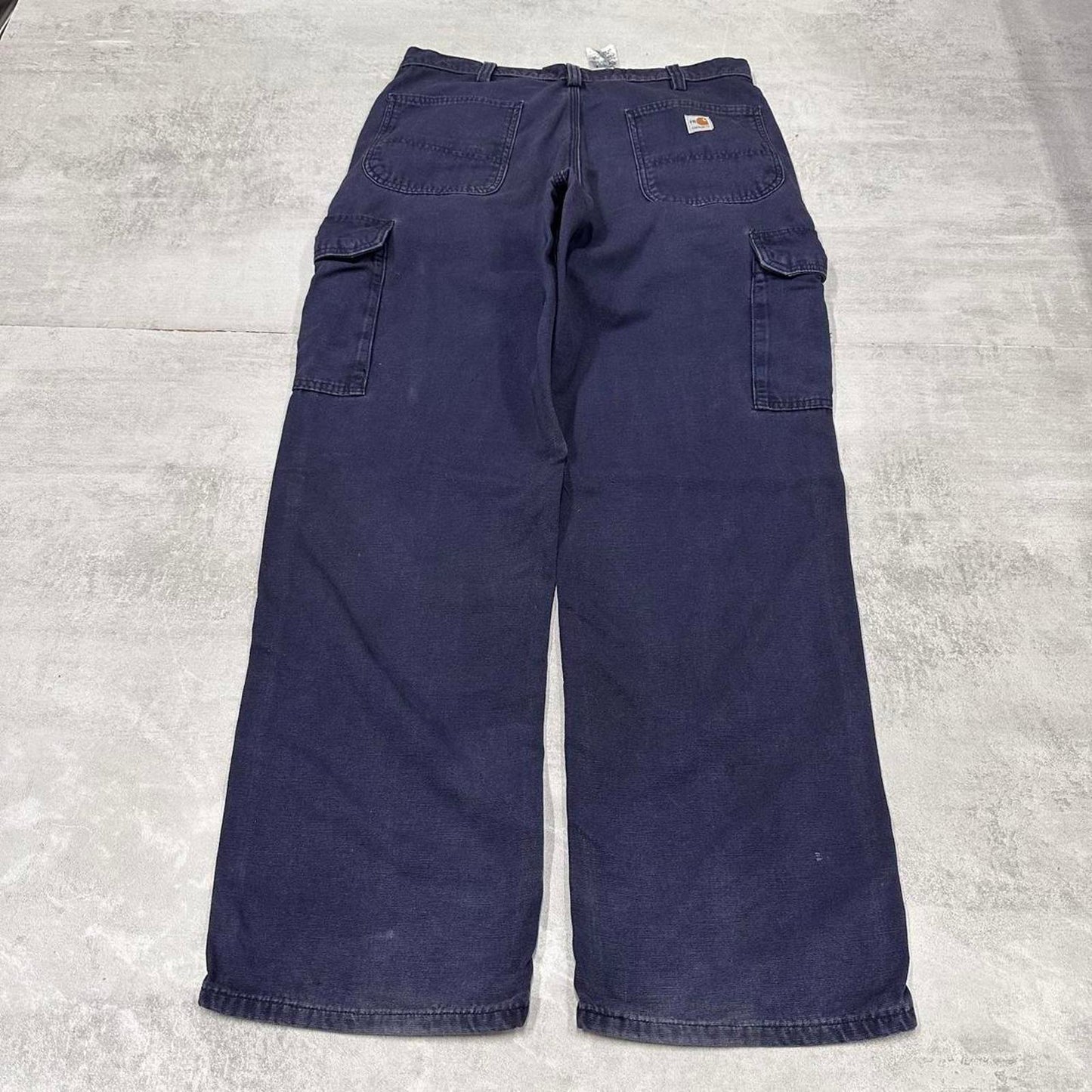 Carhartt FR cargo pants W35 L32 loose navy 90s style cargo skater pants