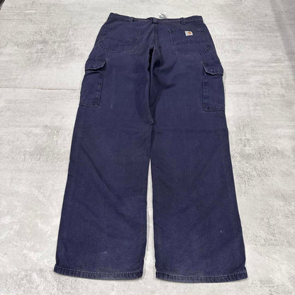 Carhartt FR cargo pants W35 L32 loose navy 90s style cargo skater pants