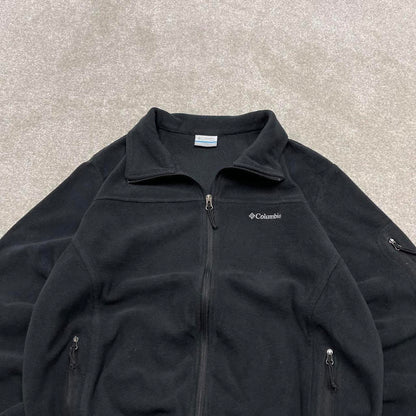 00s Columbia technical fleece XL women's black y2k style full zip up autumn casual