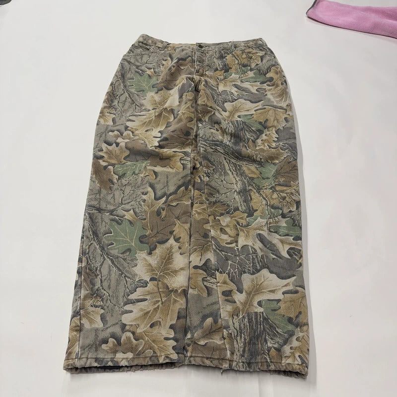 Vintage Cabelas camo Y2K jeans khaki loose insulated hunting style pants