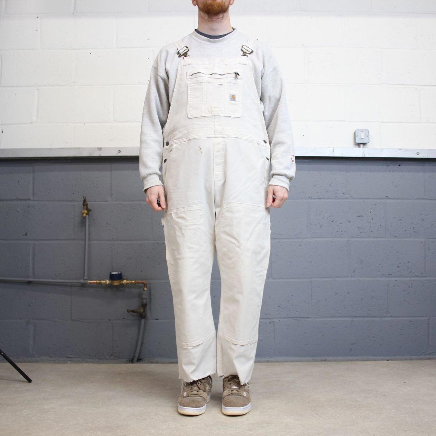 00s Carhartt dungarees overalls workwear XL 16/18 womens white canvas bib & brace utility worker