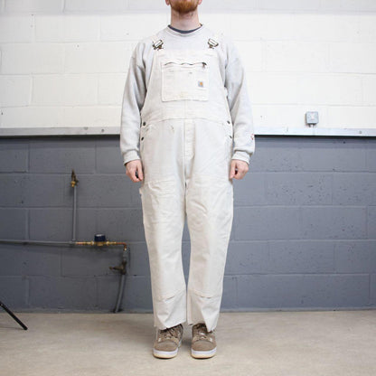 00s Carhartt dungarees overalls workwear XL 16/18 womens white canvas bib & brace utility worker