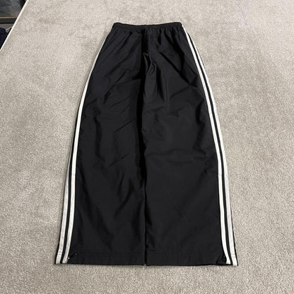 Y2K Adidas tracksuit bottoms black Medium Embroidered side stripe lined track pants