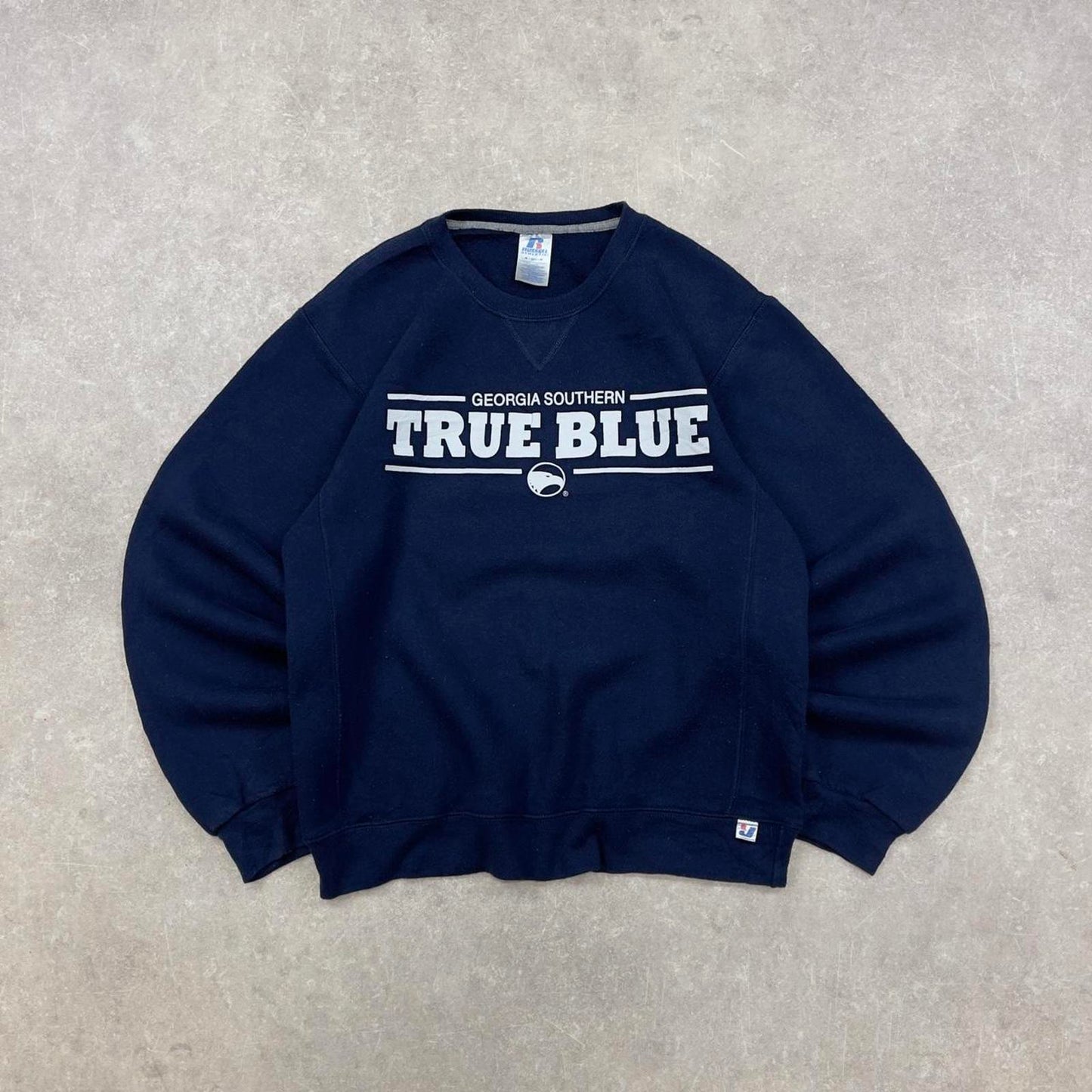 Navy vintage Russell sweatshirt Small thick pullover jumper Georgia Southern True Blue print