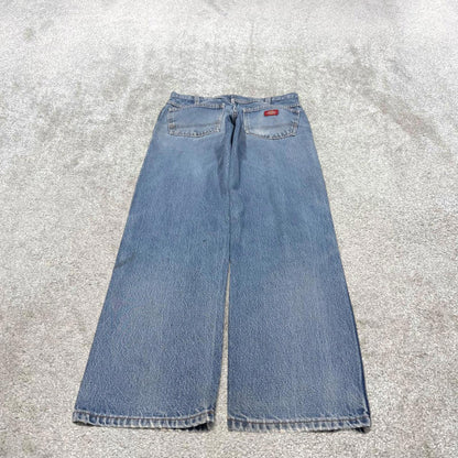 90s Dickies jeans casual workwear W32L32 loose blue 90s skate style thick denim pants streetwear