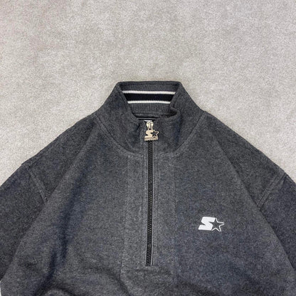 Grey Starter technical half zip up fleece Medium y2k style autumn boxy fit