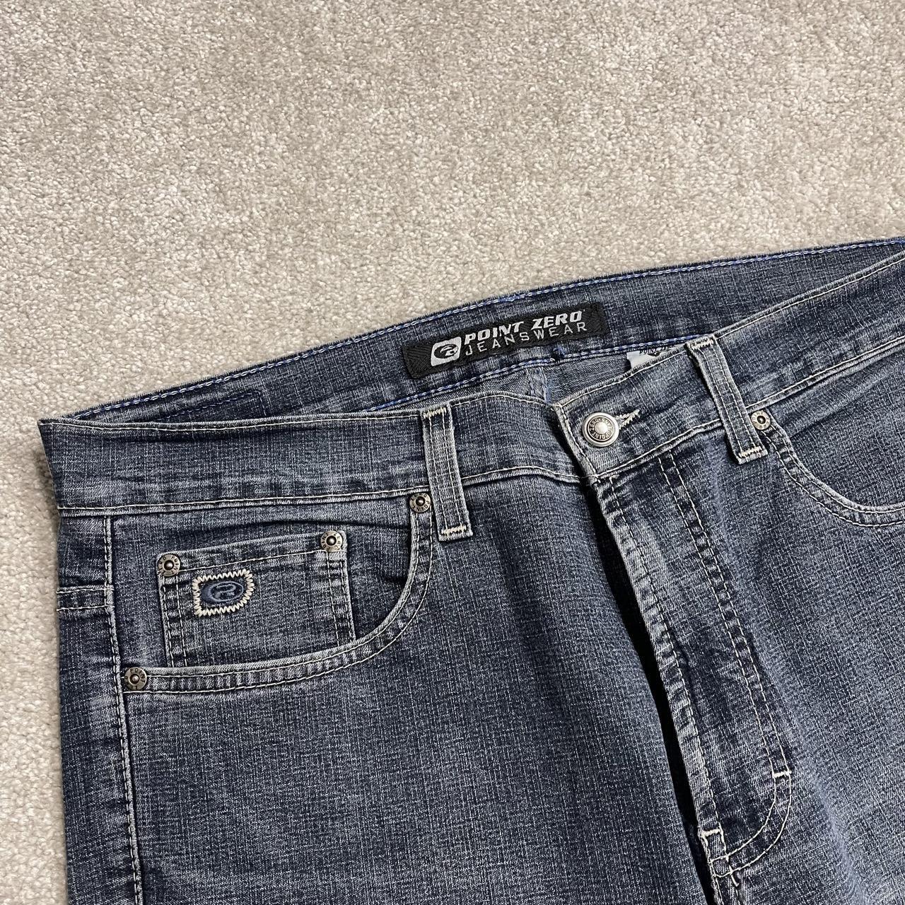 Point Zero jeans y2k blue denim W36L32 loose straight leg stitch design skater style pants