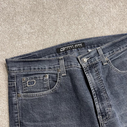 Point Zero jeans y2k blue denim W36L32 loose straight leg stitch design skater style pants