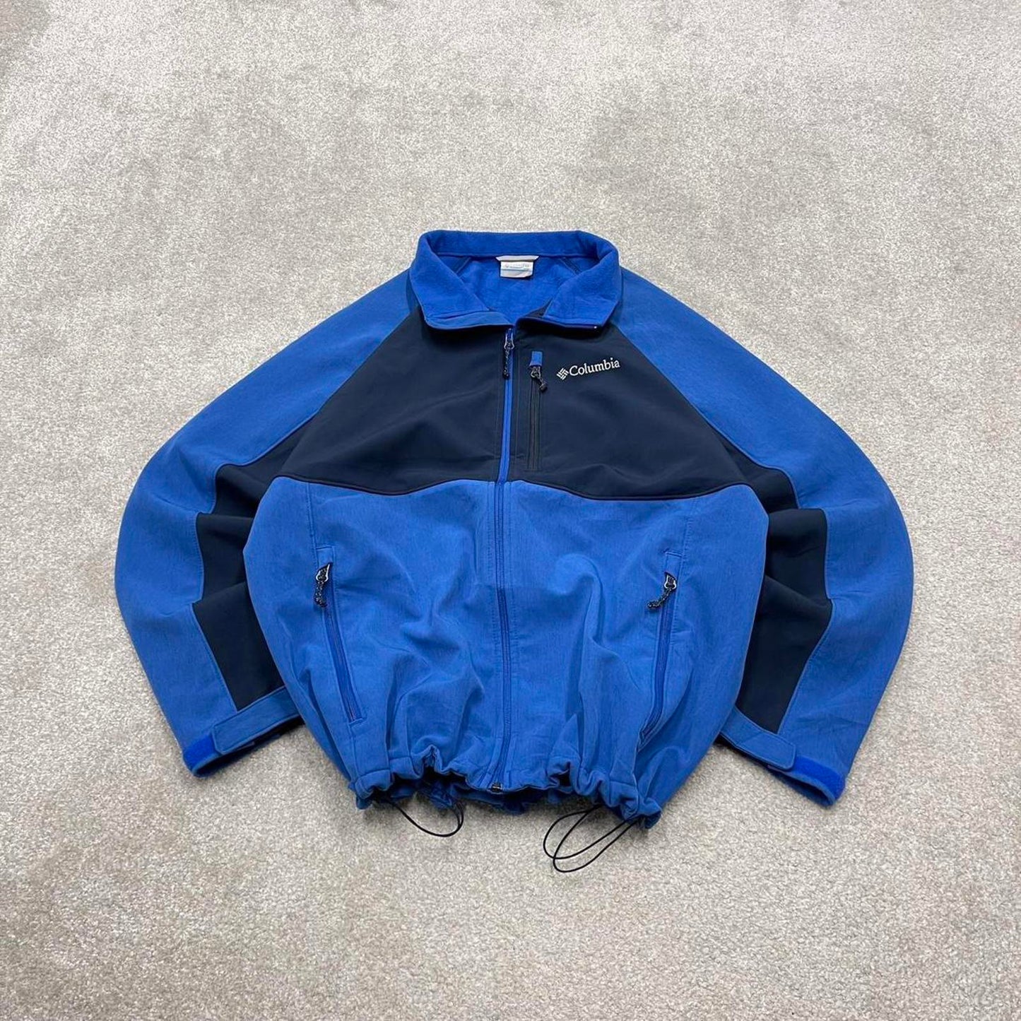 00s Columbia technical windbreaker jacket men's blue y2k style soft shell adjustable autumn