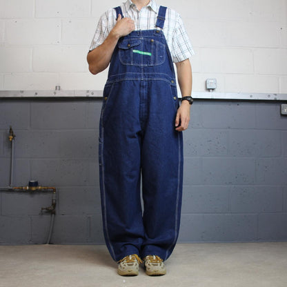 Vintage baggy denim Dungarees loose y2k blue Key workwear bib & brace overalls utility
