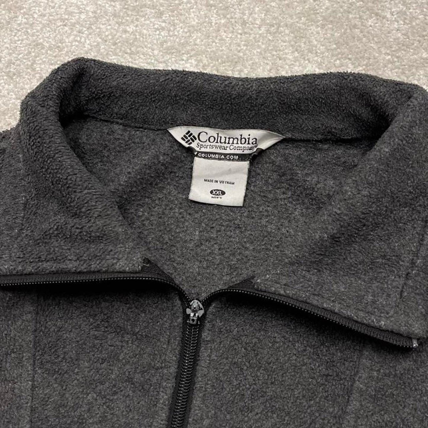 Grey Columbia technical fleece XXL men's y2k style full zip up autumn adjustable waist