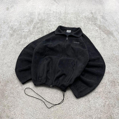 00s Columbia technical fleece L women's black full zip up y2k style autumn adjustable waist