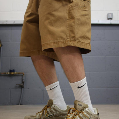 Baggy cargo shorts canvas carpenter tan brown Loose Brahma skater style summer work shorts