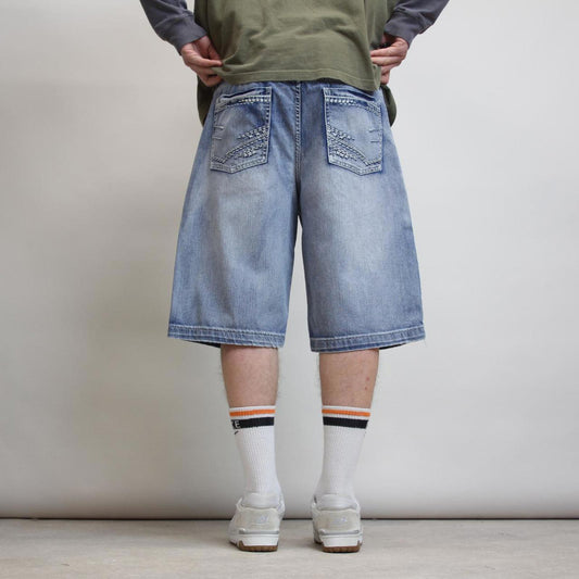 Baggy embroidered denim shorts W38
