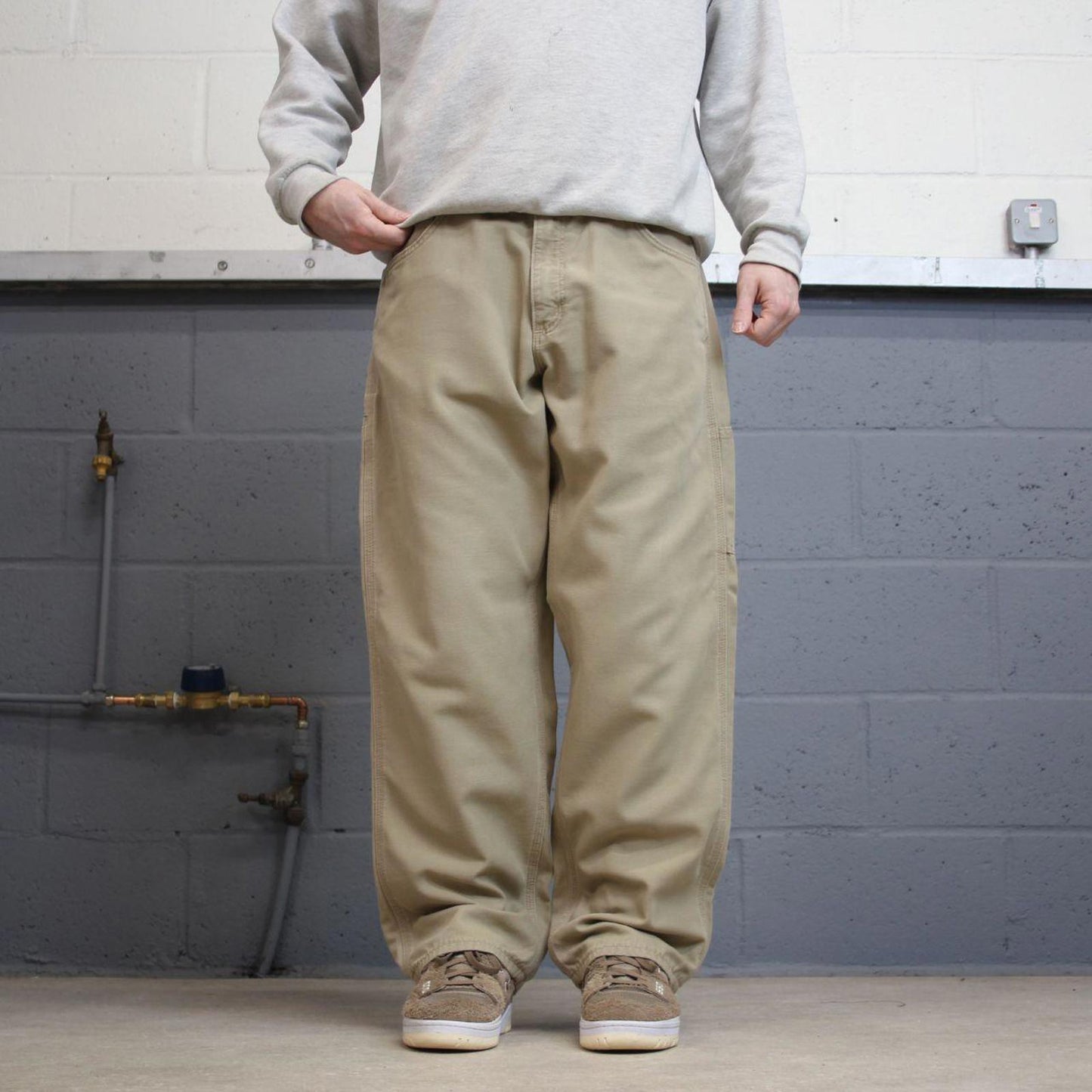 Baggy Carhartt carpenter jeans fire resistant W36L30 Mens beige loose 00s y2k style cargo trousers