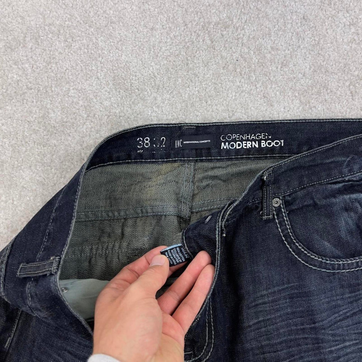Blue embroidered I.N.C jeans W40L32 loose y2k 00s style jeans stitch detail bootcut