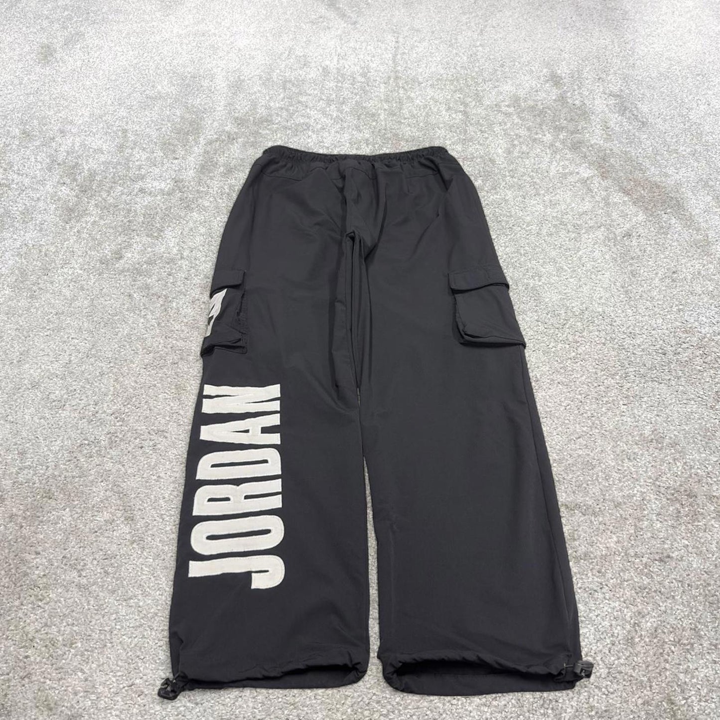 Black baggy Nike air Jordan trackies Large loose y2k floaty leg joggers embroidered gym wear bottoms