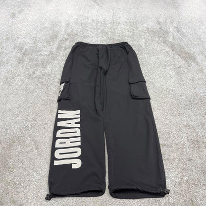 Black baggy Nike air Jordan trackies Large loose y2k floaty leg joggers embroidered gym wear bottoms