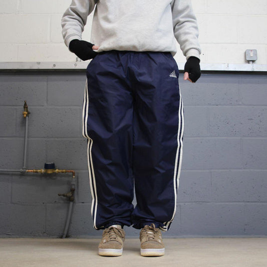 Y2k baggy Adidas tracksuit bottoms L 00s style sportswear joggers unlined track pants logo trackies