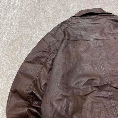 Vintage leather flight aviator bomber jacket brown River Trader boxy genuine leather flight coat