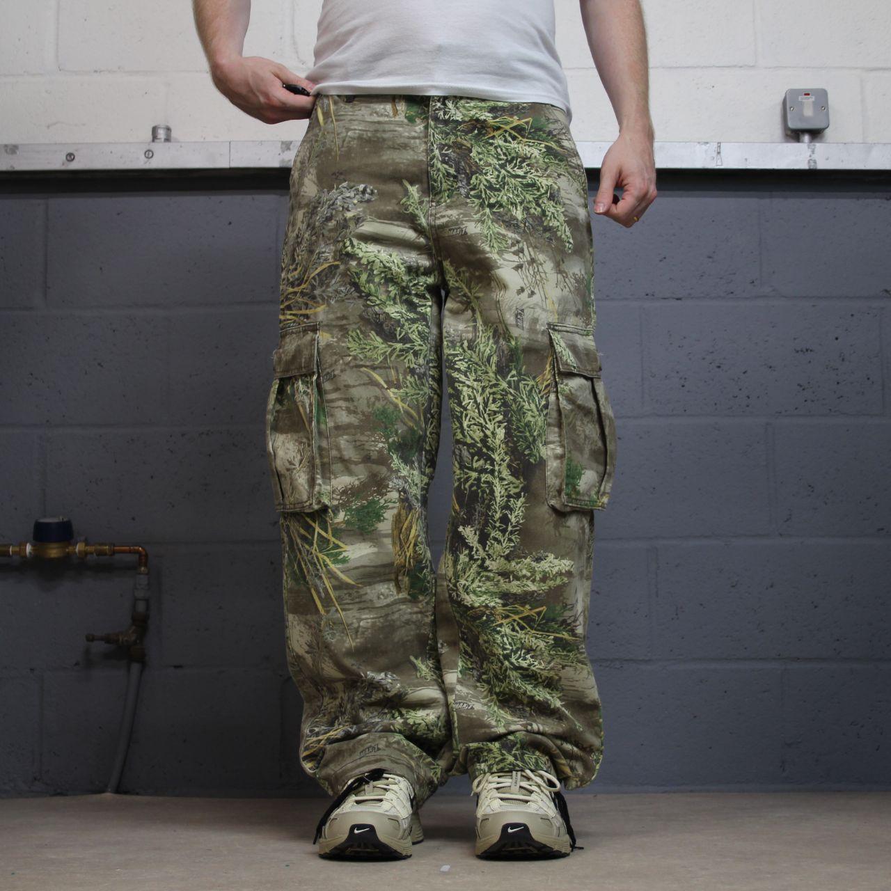Realtree baggy camo cargo pants green Wide leg camouflage Y2K hunting utility trousers